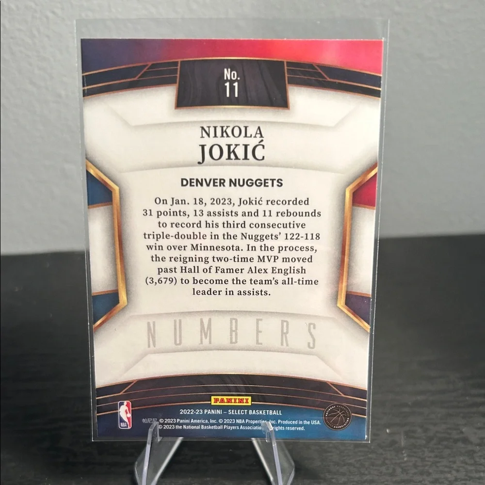 Select Nikola Jokić NBA Denver Nuggets Numbers Silver Card - Picture 2 of 2